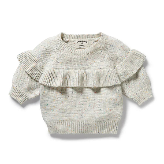 Hundreds and Thousands Organic Knitted Ruffle Jumper