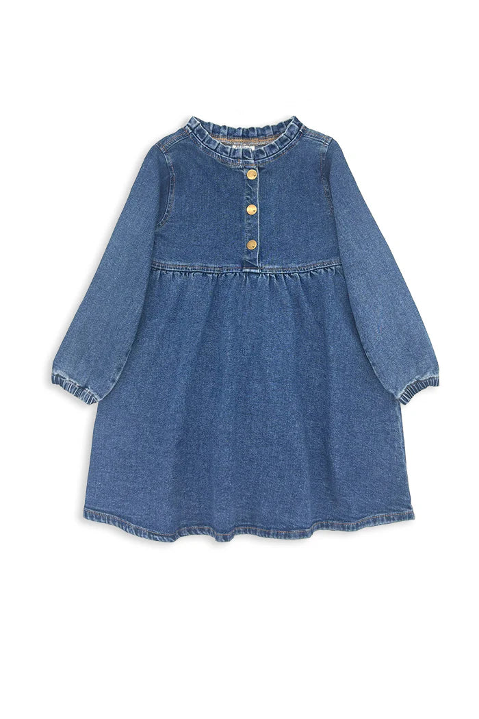 Girls Mid Wash Denim Dress