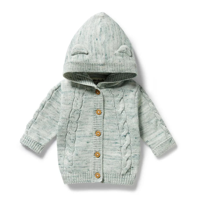 Moss Speckle Organic Knitted Cable Jacket