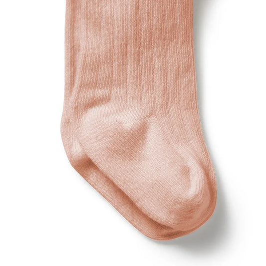 Pink Organic Ribbed Tights