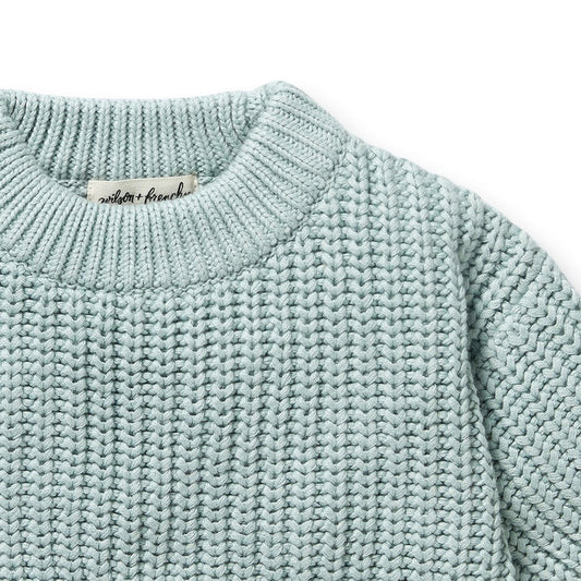 Duck Egg Organic Knitted Jumper