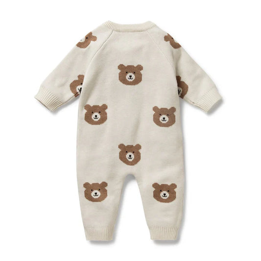 Beary Cute Organic Knitted Jacquard Growsuit