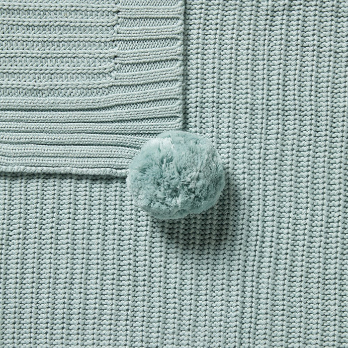 Duck Egg Organic Knitted Blanket