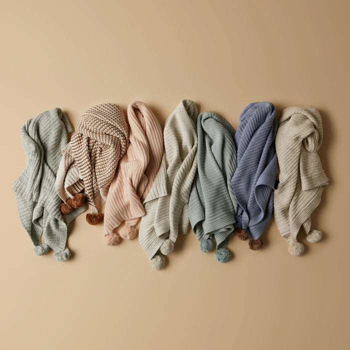 Duck Egg Organic Knitted Blanket