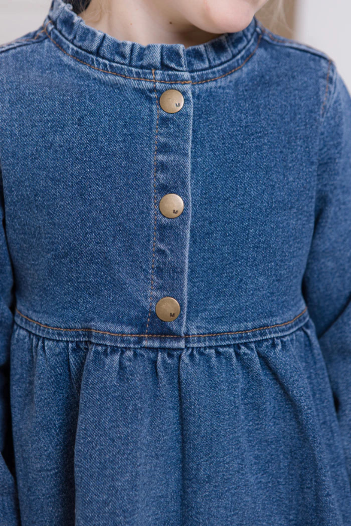 Girls Mid Wash Denim Dress