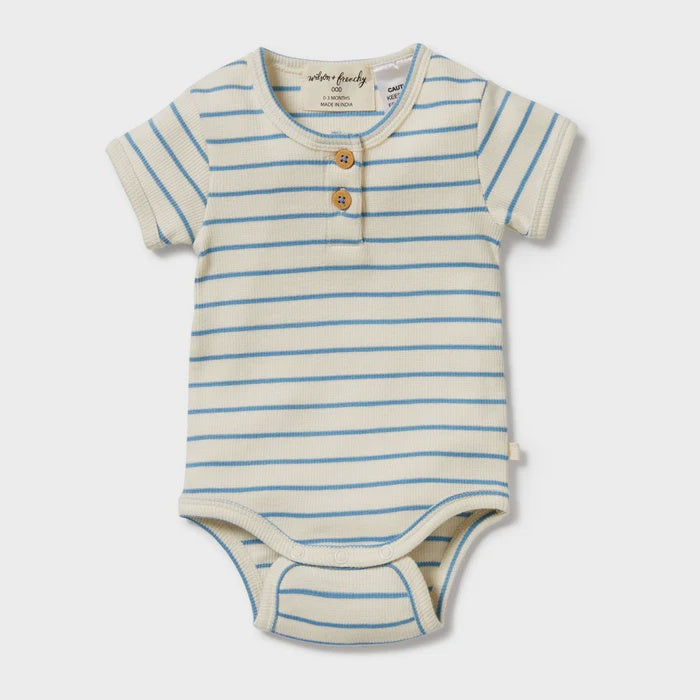 Petit Blue Organic Henley Bodysuit