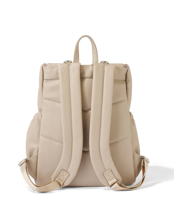 Dimple Faux Leather Nappy Backpack - Oat