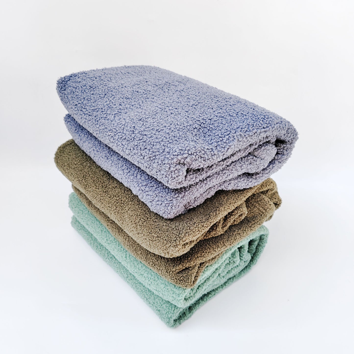 Teddy Boucle Throw Blanket Dark Blue
