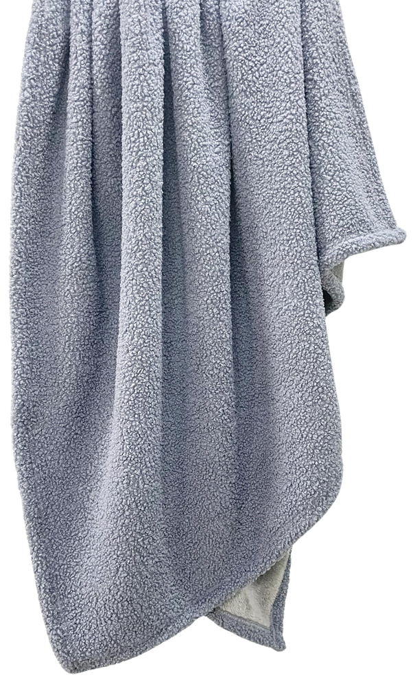 Teddy Boucle Throw Blanket Dark Blue