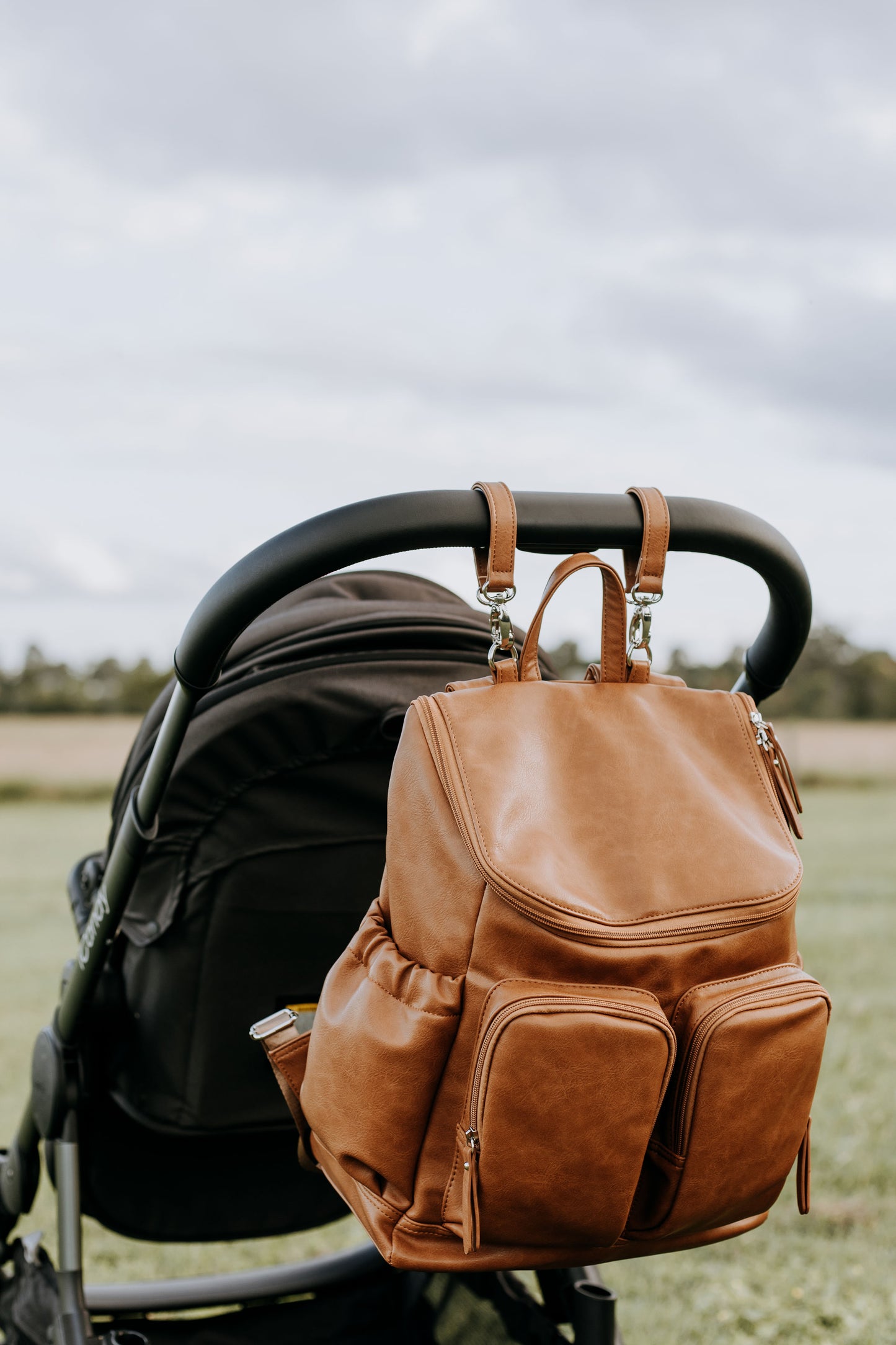 Faux Leather Nappy Backpack - Tan