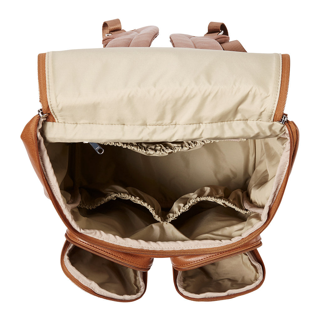 Faux Leather Nappy Backpack - Tan