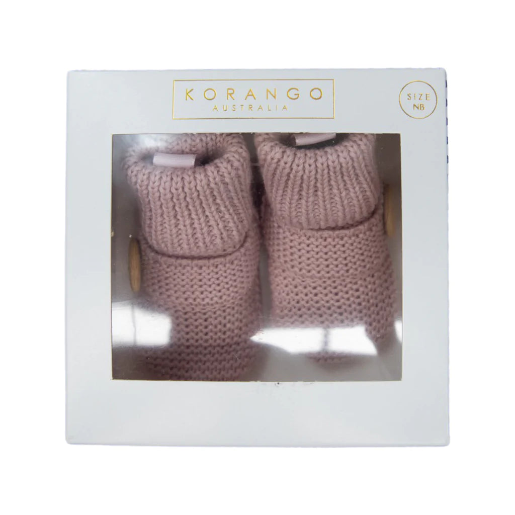 Knitted Button Bootie Dusty Pink