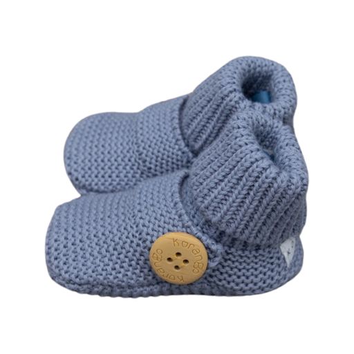 Knitted Button Bootie Dusty Blue