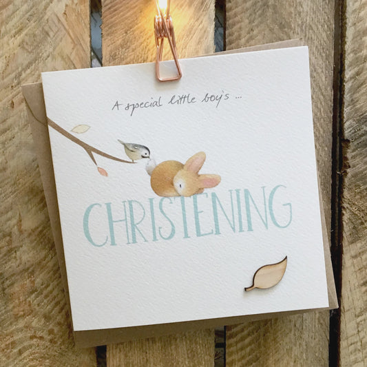 A Special Little Boys Christening - Boys Christening Card
