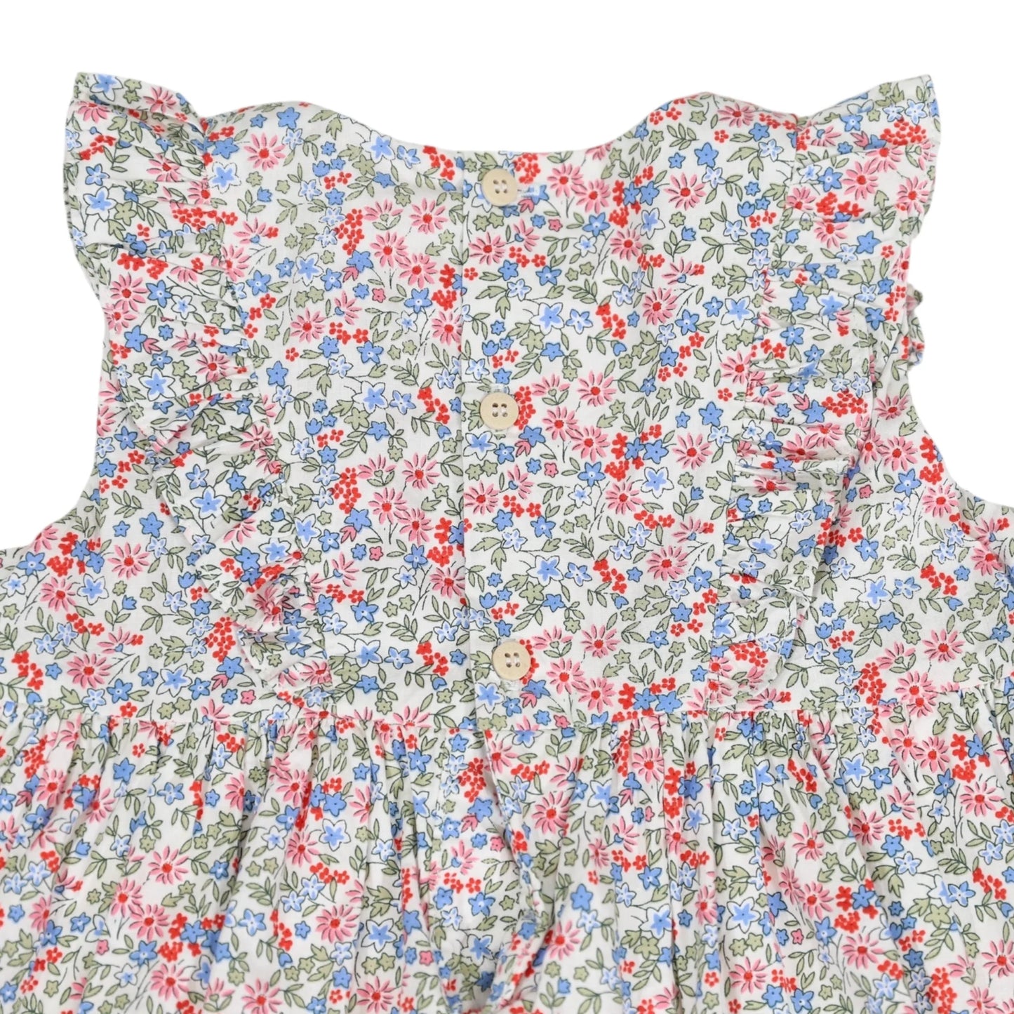 Frill Smocked Dress Red Floral