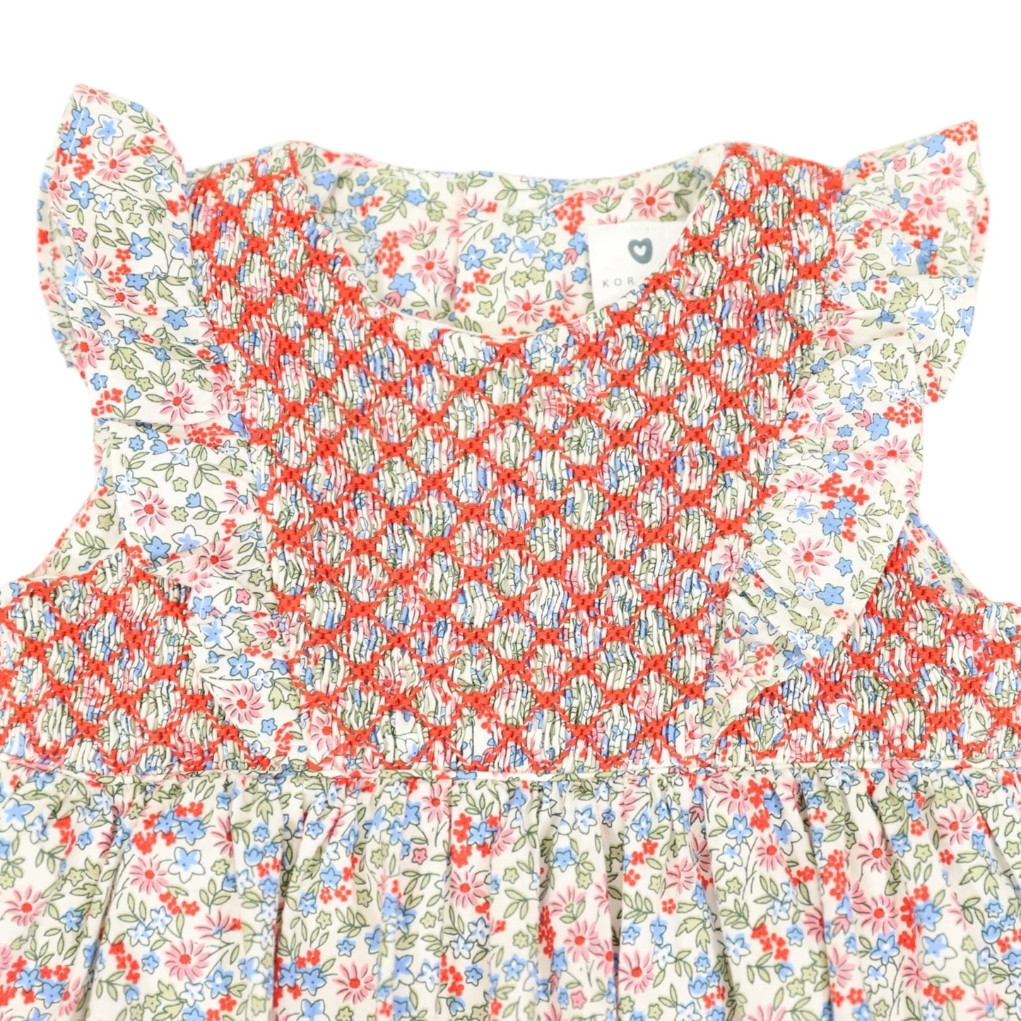 Floral Smocked Sunsuit Red Floral
