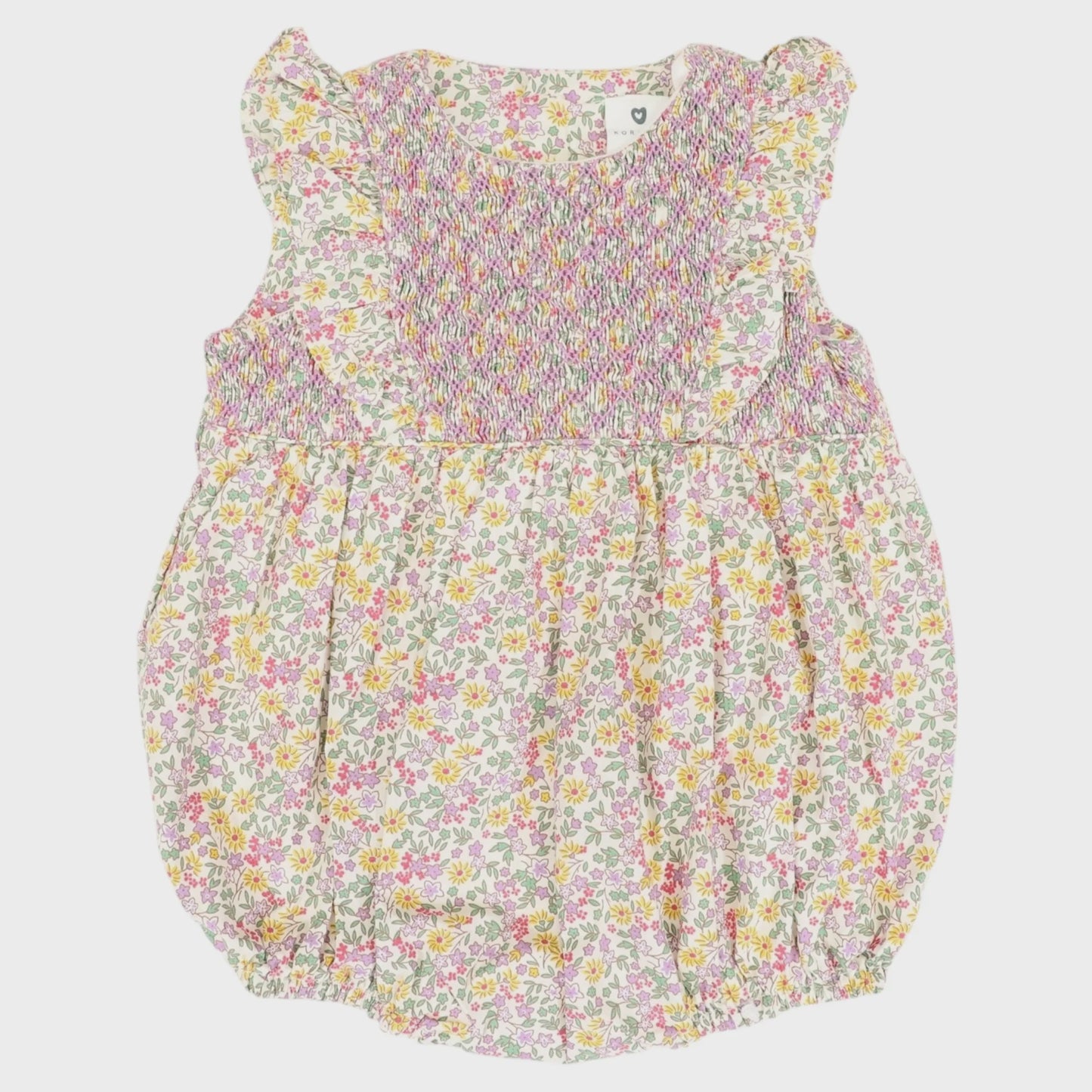 Floral Smocked Sunsuit Yellow Floral