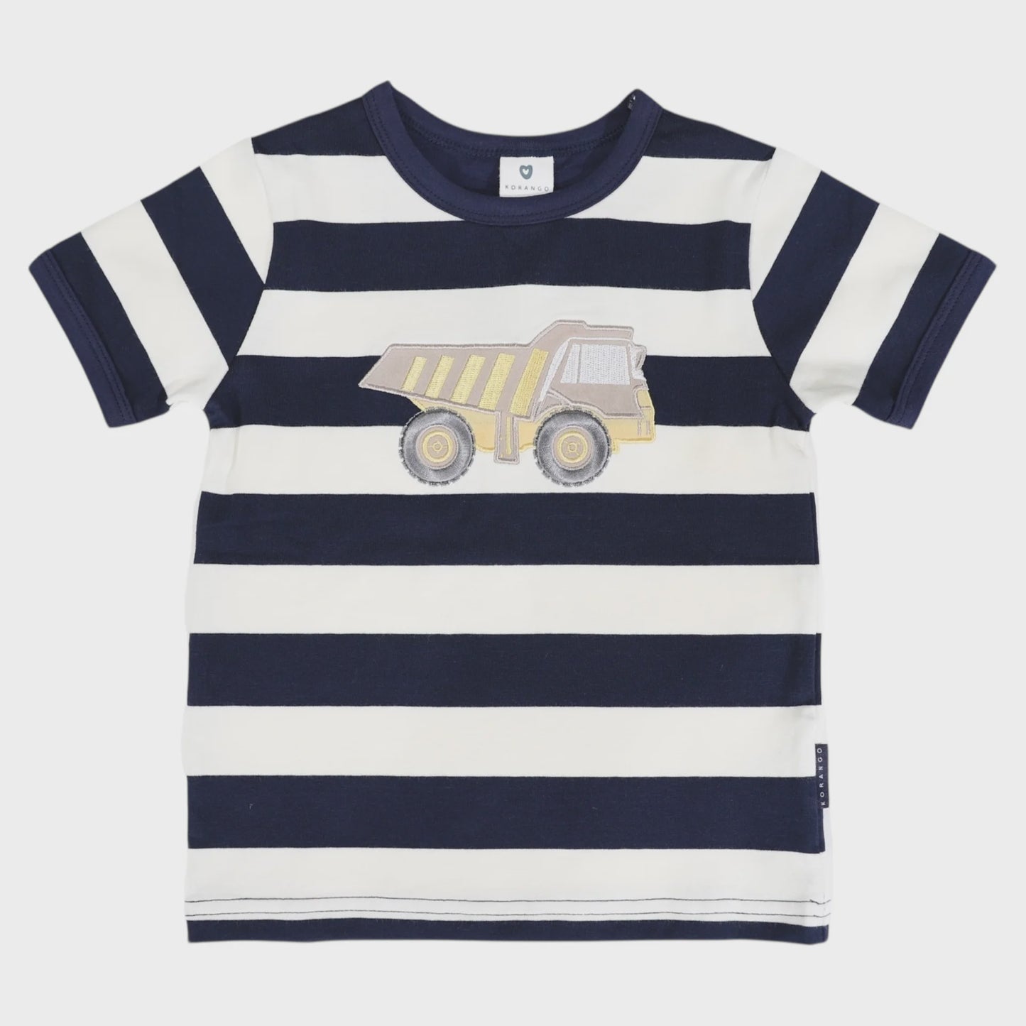 Truck Applique Tee Navy Stripe