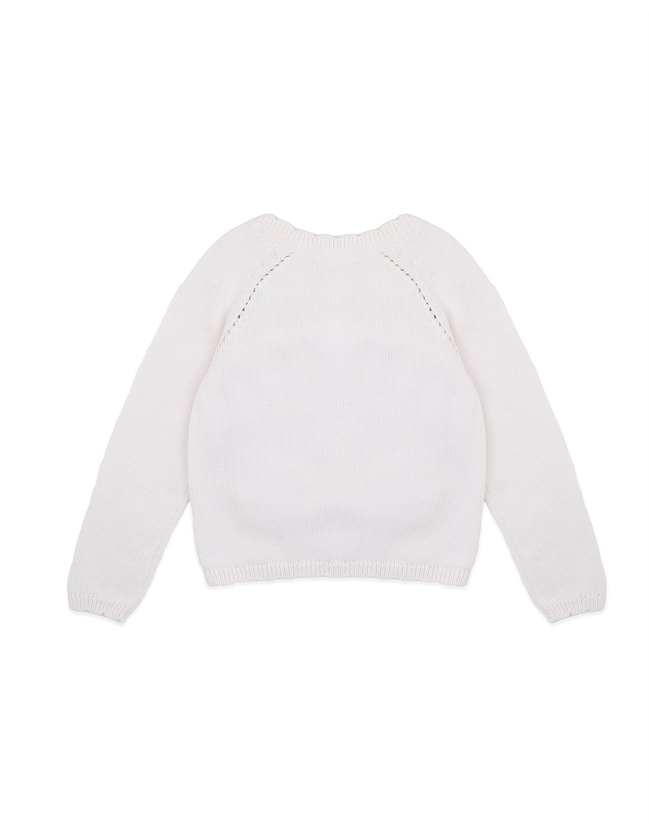 FERN HAND EMBROIDERED ORGANIC CARDIGAN - CLOUD