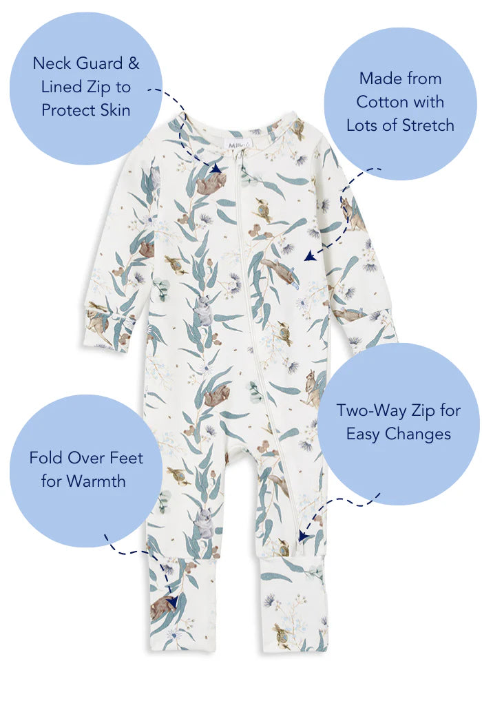 W25 Boys Eucalyptus Zip Romper