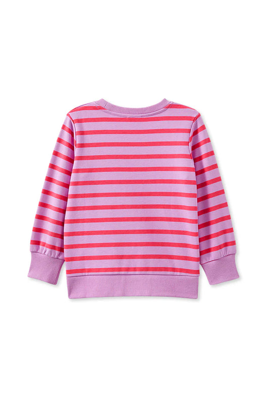 W25 Girls Raspberry Stripe Sweat