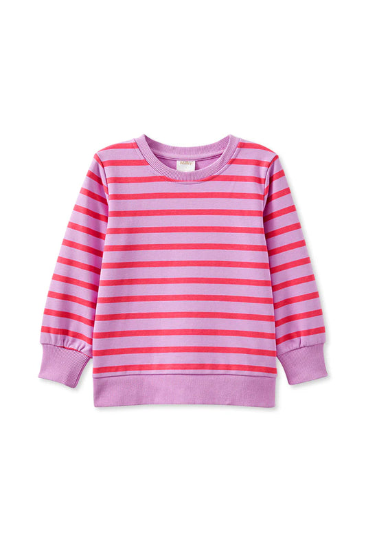 W25 Girls Raspberry Stripe Sweat