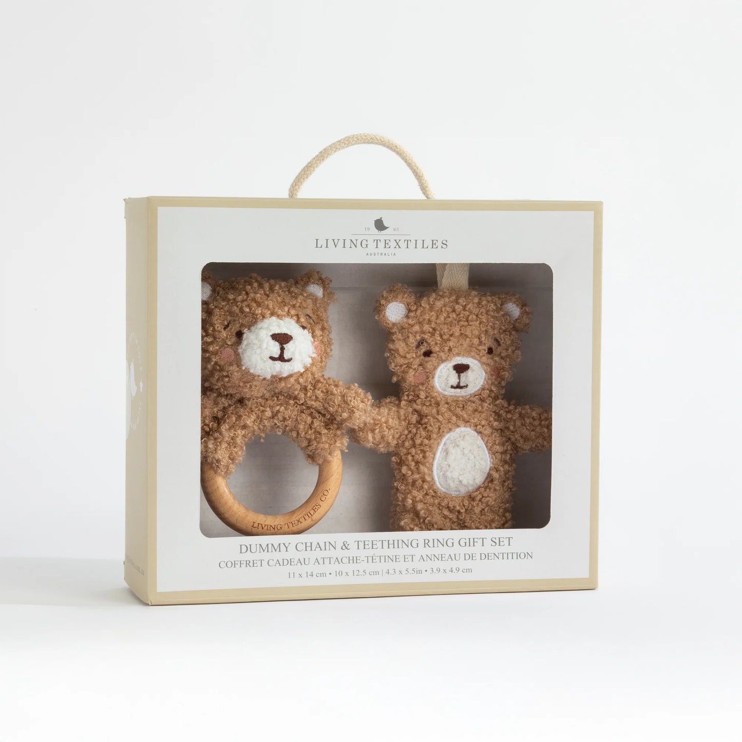 Ring Rattle & Dummy Chain Gift Set - Cuddly Bear