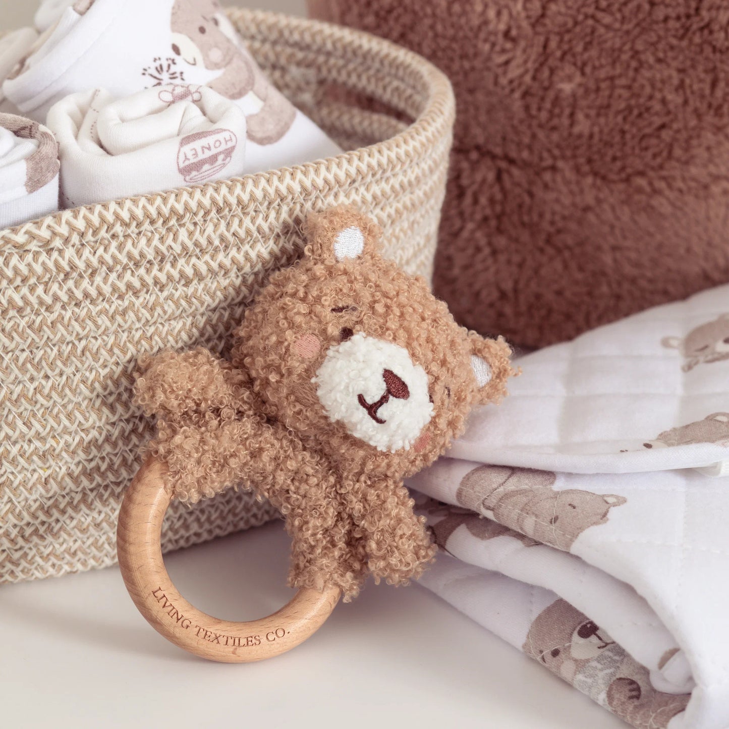 Ring Rattle & Dummy Chain Gift Set - Cuddly Bear