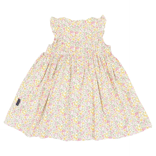 Frill Smocked Dress Yellow Floral