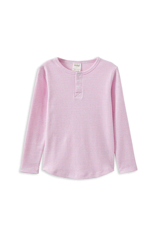 W25 Girls Pink Stripe Henley