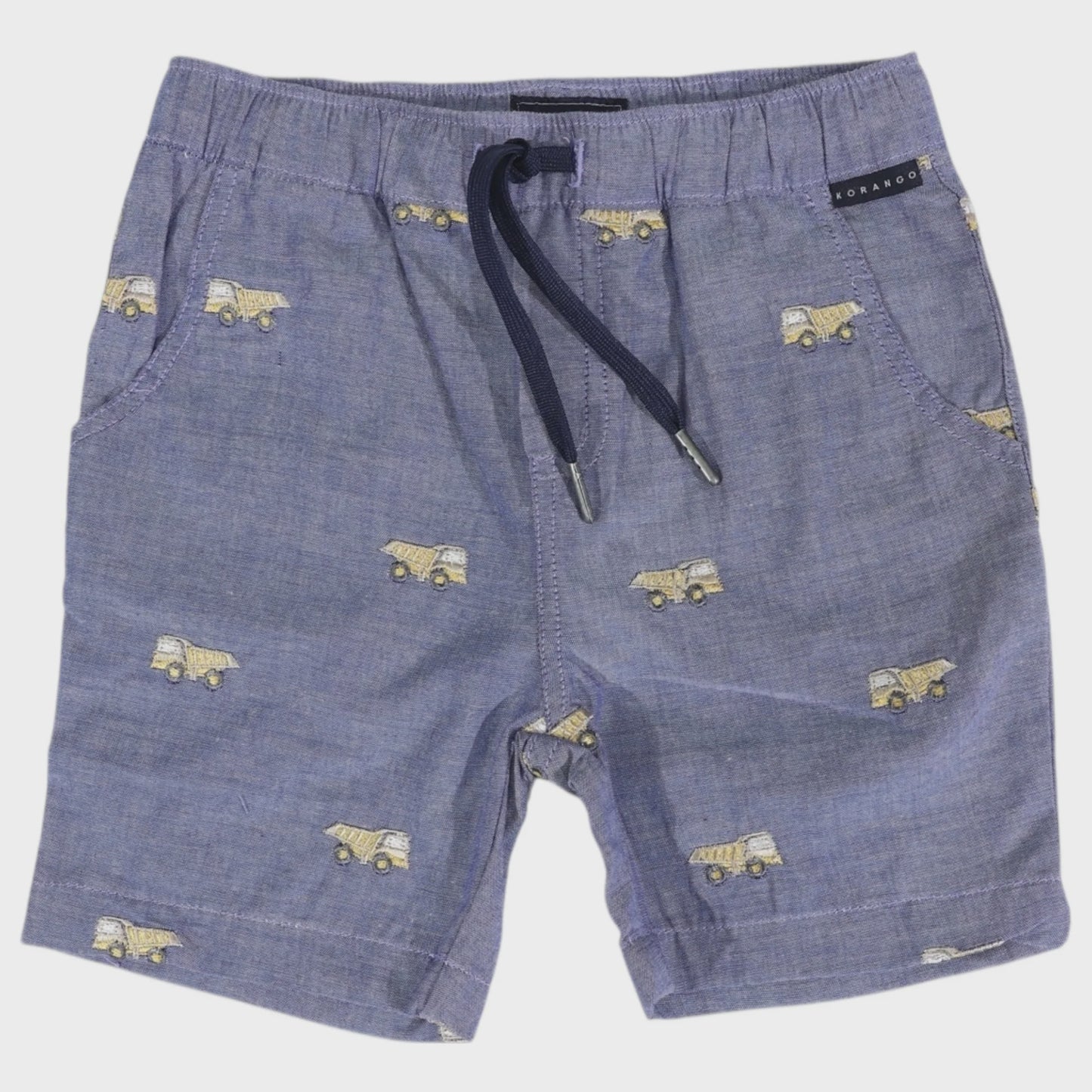 Embroidered Truck Chambray Short Dark