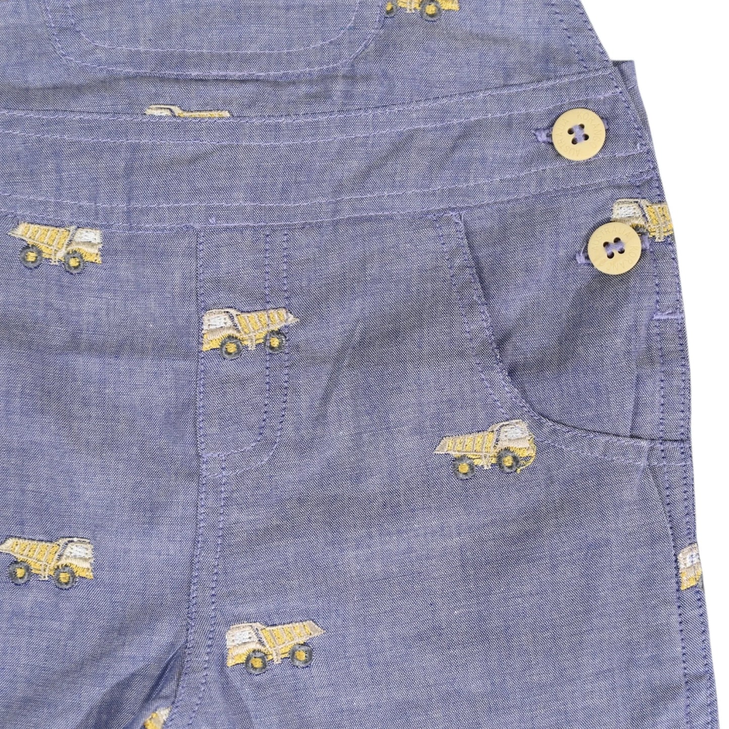 Embroidered Truck Chambray Overall Dark