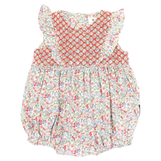 Floral Smocked Sunsuit Red Floral