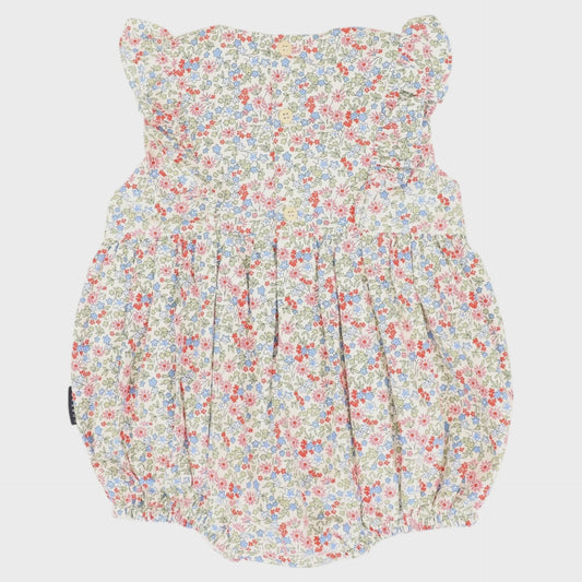 Floral Smocked Sunsuit Red Floral