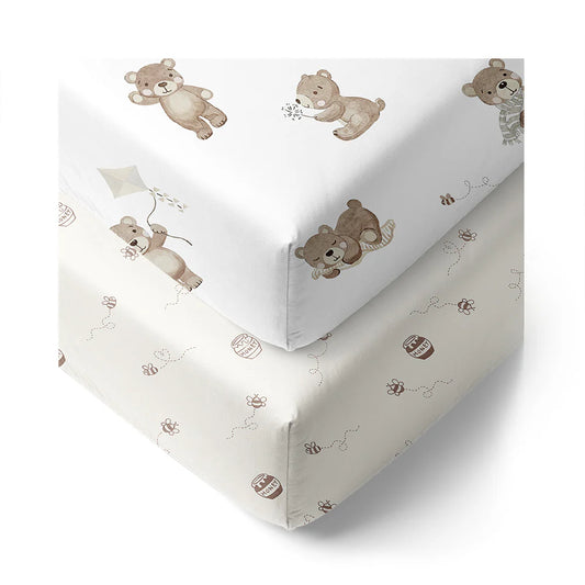 2 pack fitted cot sheet - Cuddly bear