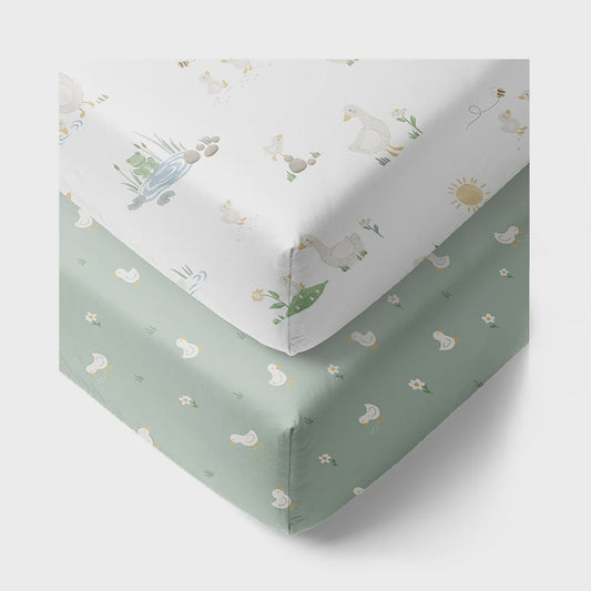2 pack fitted cot sheet - goosey goosey