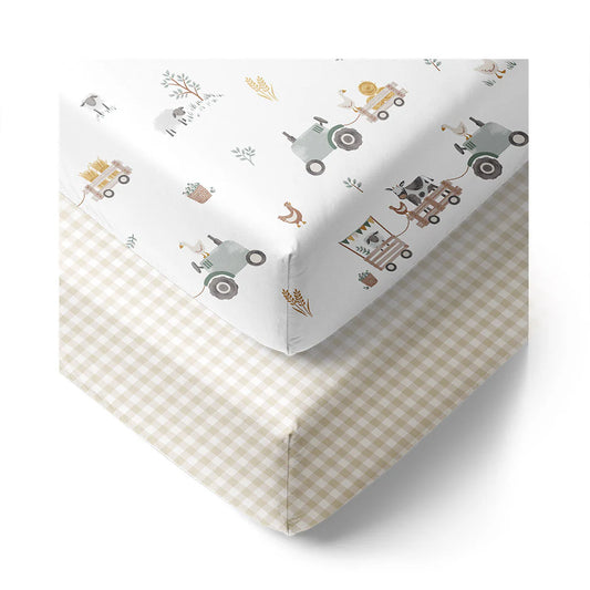 2pk cot fitted sheet - Tractor ride