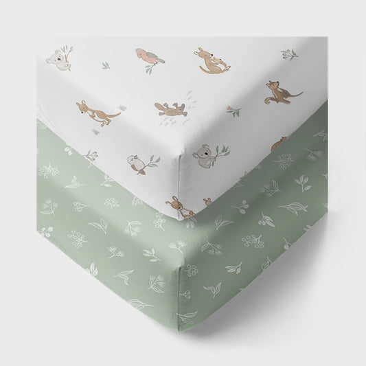 2 pack fitted cot sheet - Australiana