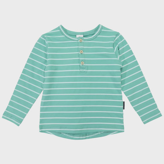 Striped Henley Tee Green