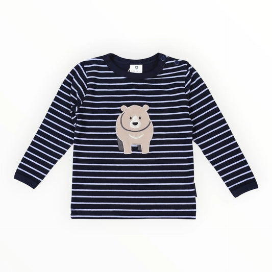 Bear Striped Top | Blue