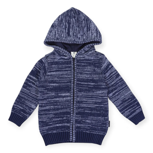 Fleck Knit Zip Jacket - Blue