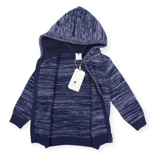 Fleck Knit Zip Jacket - Blue