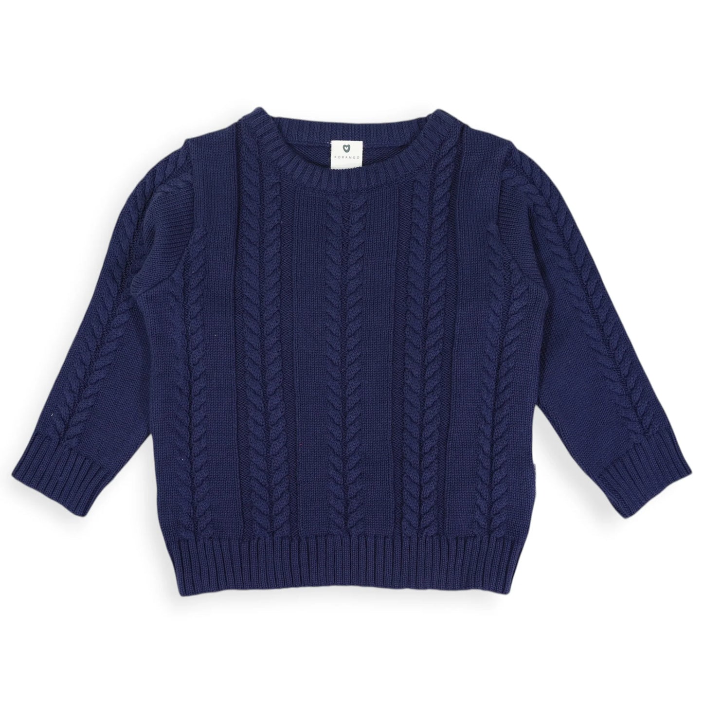 Classic Winter Cable Knit Sweater - Navy