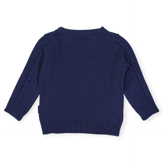 Classic Winter Cable Knit Sweater - Navy