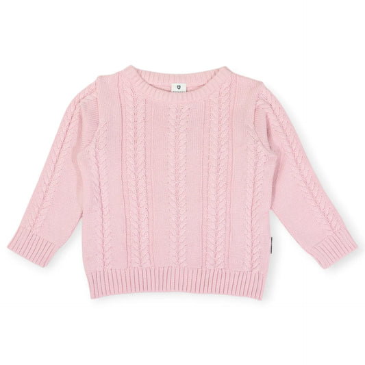 Classic Winter Cable Knit Sweater - Pink
