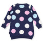 Polkadot Knitted Dress - Navy