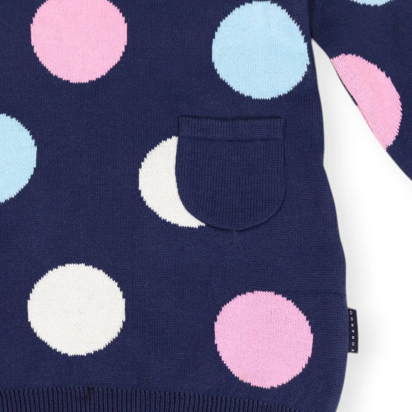 Polkadot Knitted Dress - Navy