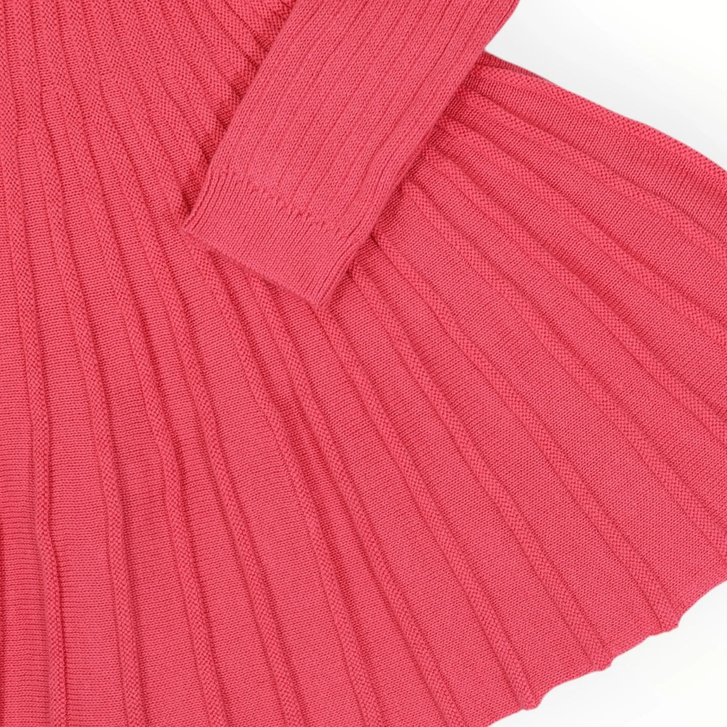 Rib Knit Flare Dress - Hot Pink