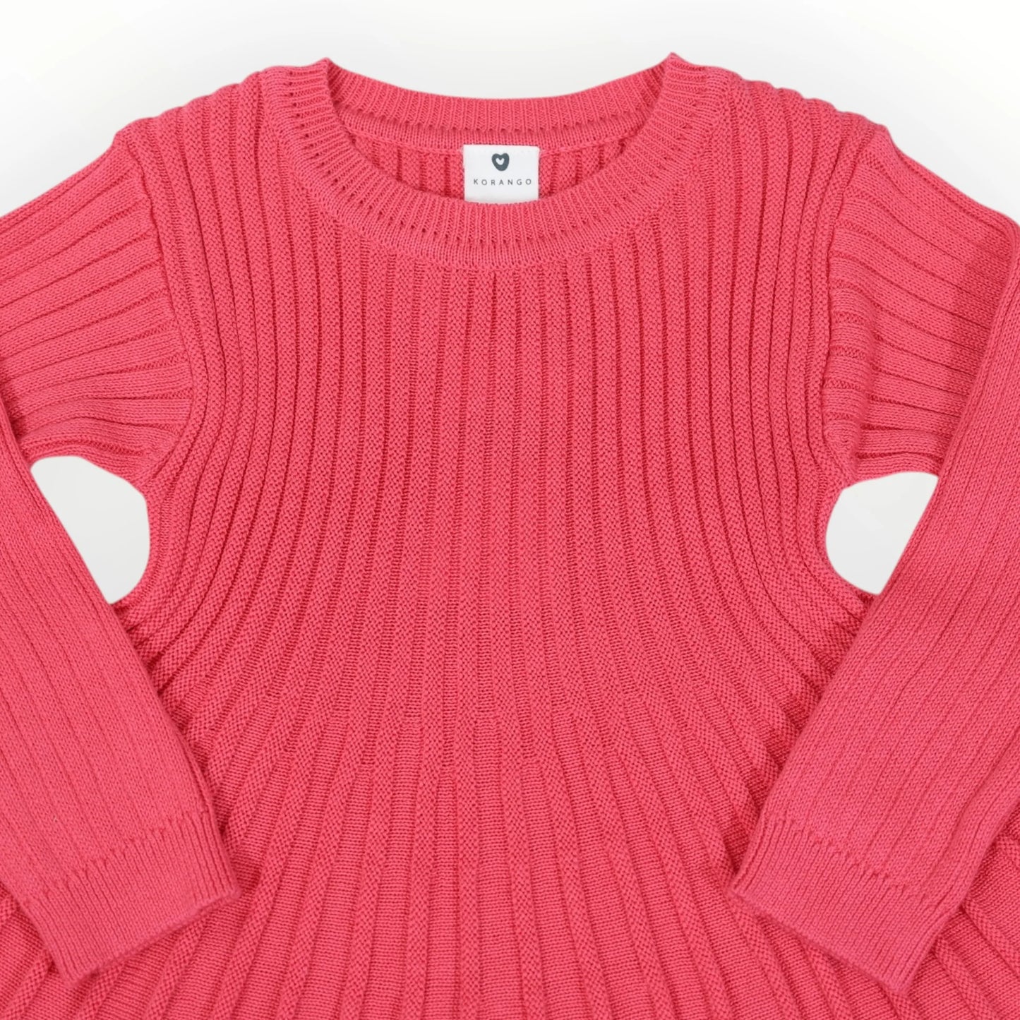 Rib Knit Flare Dress - Hot Pink