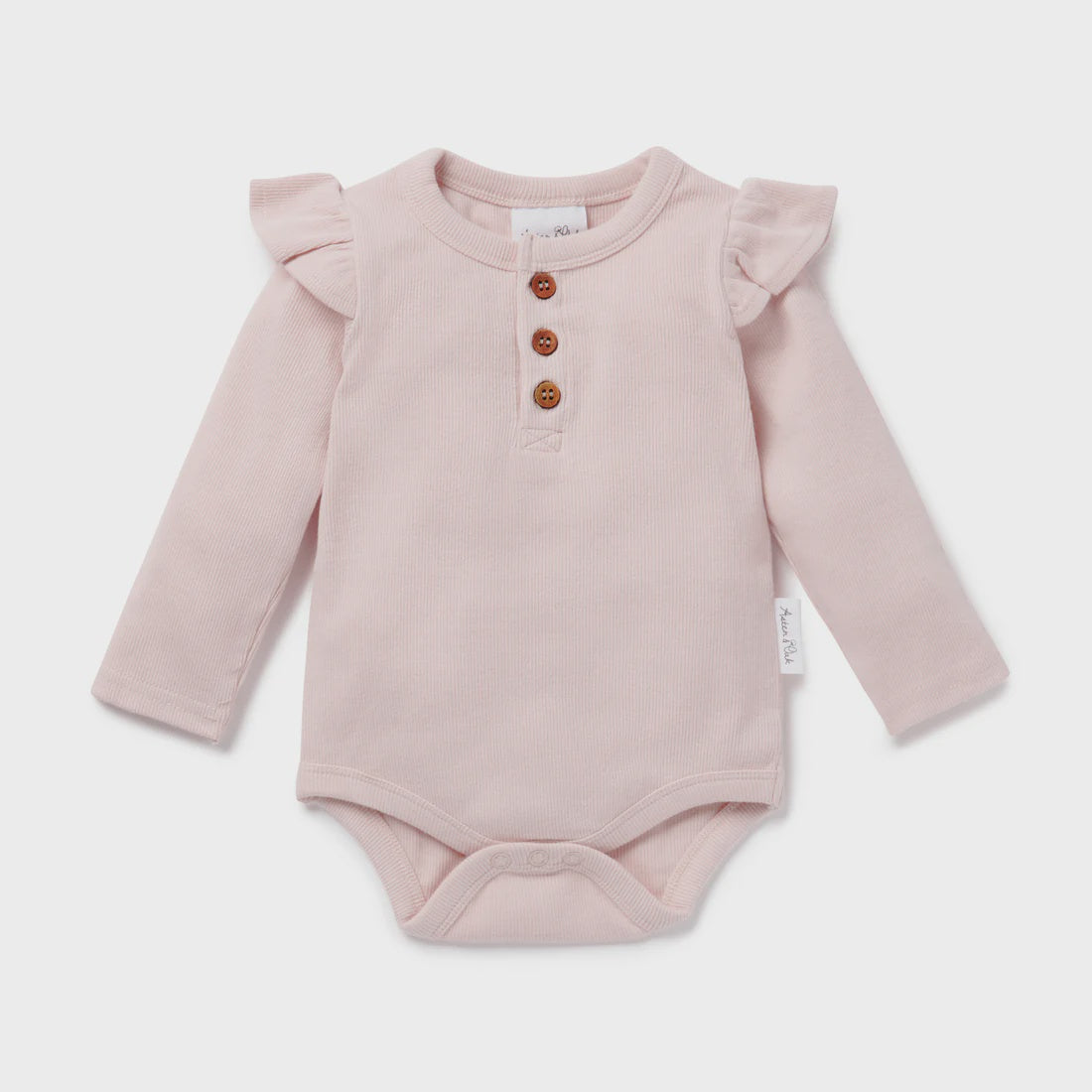 Pale Pink Rib Flutter Onesie